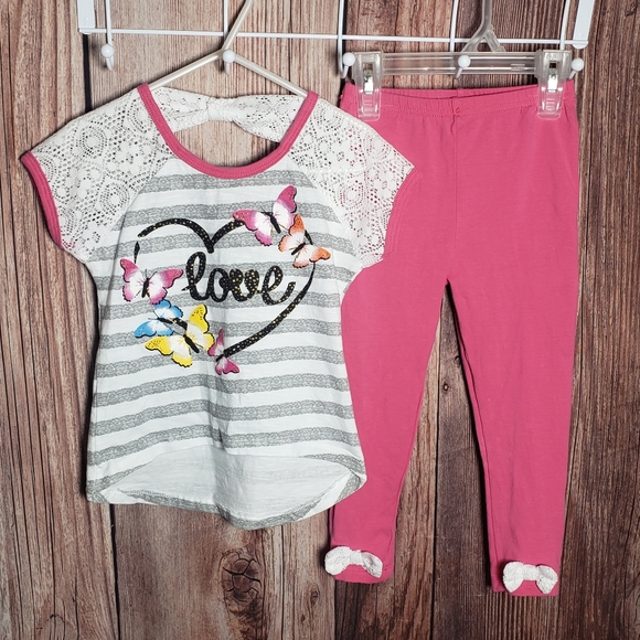 (016) Girls: 4T Real Love 2pc Outfit- F8 - Picture 1 of 7